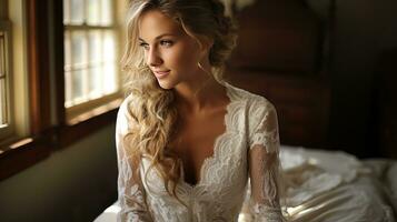 Intimate moment captured as the bride gets ready for the ceremony photo