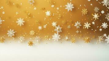 gold snowflakes with copy space photo