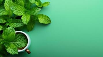 mint tea with copy space photo