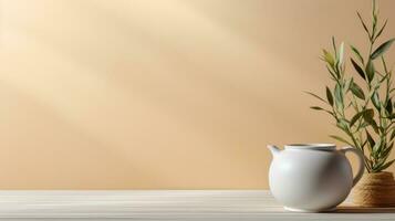 gteen tea with copy space in the style of minimalist backgrounds photo