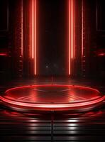 Ai Generative Backdrop Red Spotlights For Flyers, Banner and Backgrounds realistic image ultra hd high design photo