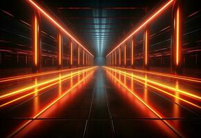 Ai Generative Yellow and red Neon illuminated futuristic backdrop realistic image- ultra hd- high design photo