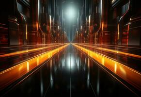 Ai Generative Yellow and red Neon illuminated futuristic backdrop realistic image- ultra hd- high design photo