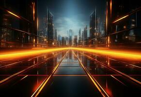 Ai Generative Yellow and red Neon illuminated futuristic backdrop realistic image- ultra hd- high design photo