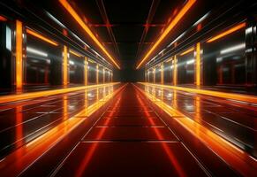 Ai Generative Yellow and red Neon illuminated futuristic backdrop realistic image- ultra hd- high design photo