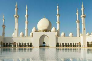 jeque zayed grandioso mezquita en abu dhabi antecedentes. ai generativo Pro foto