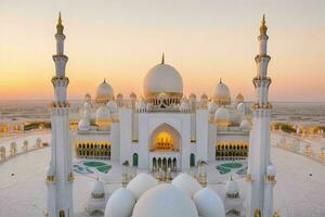 Sheikh Zayed Grand Mosque in Abu Dhabi. background. AI Generative Pro Photo