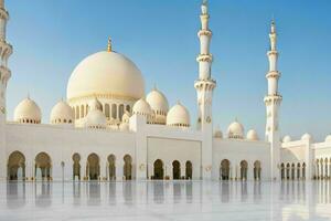 Sheikh Zayed Grand Mosque in Abu Dhabi. background. AI Generative Pro Photo