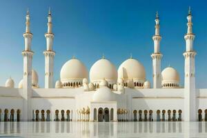 Sheikh Zayed Grand Mosque in Abu Dhabi. background. AI Generative Pro Photo