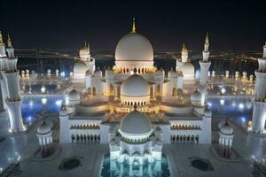 Sheikh Zayed Grand Mosque in Abu Dhabi. background. AI Generative Pro Photo