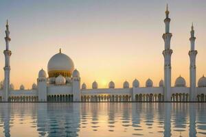 Sheikh Zayed Grand Mosque in Abu Dhabi. background. AI Generative Pro Photo