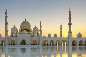 Sheikh Zayed Grand Mosque in Abu Dhabi. background. AI Generative Pro Photo