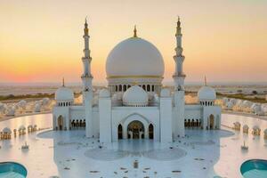 jeque zayed grandioso mezquita en abu dhabi antecedentes. ai generativo Pro foto
