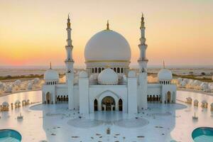 Sheikh Zayed Grand Mosque in Abu Dhabi. background. AI Generative Pro Photo