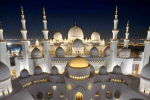 jeque zayed grandioso mezquita en abu dhabi antecedentes. ai generativo Pro foto