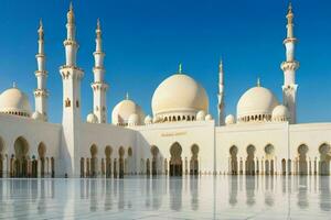 jeque zayed grandioso mezquita en abu dhabi antecedentes. ai generativo Pro foto