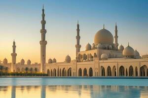 Sharjah Grand Mosque in Dubai. background. AI Generative Pro Photo