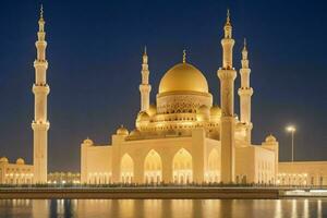 Sharjah Grand Mosque in Dubai. background. AI Generative Pro Photo