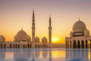 Sharjah grandioso mezquita en Dubái antecedentes. ai generativo Pro foto