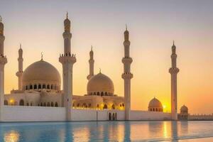 Sharjah grandioso mezquita en Dubái antecedentes. ai generativo Pro foto