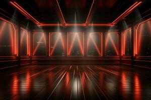 Ai Generaitve Backdrop With Illumination Of Red Spotlights For Flyers realistic image ultra hd high design photo