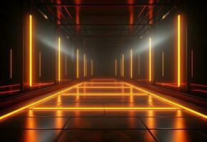 Ai Generative Yellow and red Neon illuminated futuristic backdrop realistic image- ultra hd- high design photo