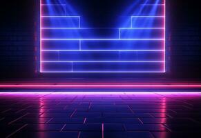 Ai Generated Neon illuminated futuristic backdrop realistic image, ultra hd, high design very detailed photo