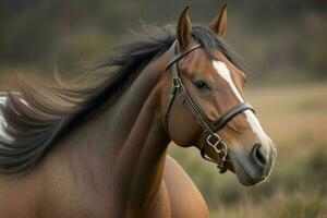 cerca arriba caballo en borroso antecedentes. ai generativo Pro foto