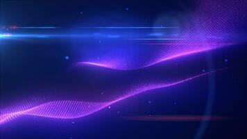 Purple glowing energy bright waves from small particles and lines abstract background video