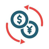 Currency Exchange Vector Glyph Two Color Icon For Personal And Commercial Use.