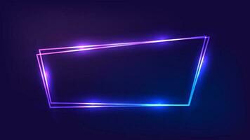 Neon double frame with shining effects vector