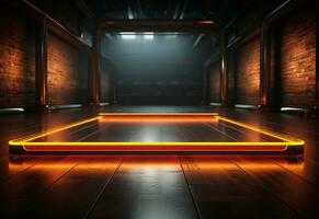 Ai Generative Yellow and red Neon illuminated futuristic backdrop realistic image- ultra hd- high design photo