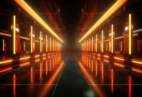 Ai Generative Yellow and red Neon illuminated futuristic backdrop realistic image- ultra hd- high design photo