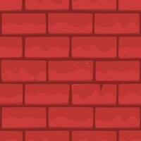 Holiday Red Brick Wall with Cracks and Scratches, Seamless Square Vector Background