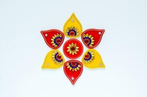 Diwali festival decorative object that can put with diwa lamp for decoration on white background. photo