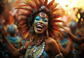 ai generativo un vibrante colección de imágenes capturar el energía y emoción de de brasil carnaval y samba cultura desde vistoso disfraces y mascaras foto