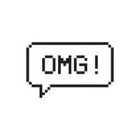 OMG pixel art lettering typography in speech bubble . vector