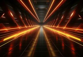 Ai Generative Yellow and red Neon illuminated futuristic backdrop realistic image- ultra hd- high design photo