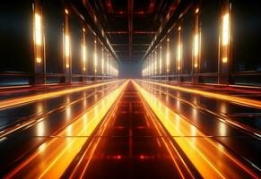 Ai Generative Yellow and red Neon illuminated futuristic backdrop realistic image- ultra hd- high design photo