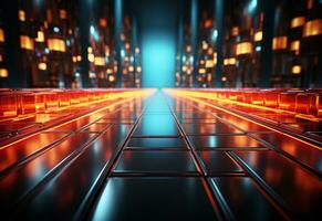 Ai Generative Yellow and red Neon illuminated futuristic backdrop realistic image- ultra hd- high design photo