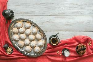 Arabic sweets, festive Arabic cookies. photo