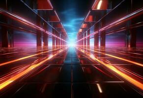 Ai Generative Yellow and red Neon illuminated futuristic backdrop realistic image- ultra hd- high design photo