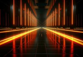 Ai Generative Yellow and red Neon illuminated futuristic backdrop realistic image- ultra hd- high design photo