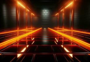 Ai Generative Yellow and red Neon illuminated futuristic backdrop realistic image- ultra hd- high design photo