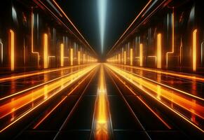 Ai Generative Yellow and red Neon illuminated futuristic backdrop realistic image- ultra hd- high design photo