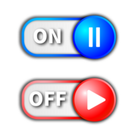 The play button is blue and the stop button is blue with a transparent background. on and off button png