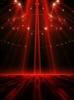 Ai Generative Backdrop Red Spotlights For Flyers, Banner and Backgrounds realistic image ultra hd high design photo