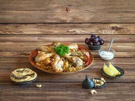 Chicken biryani, Arabic cuisine. photo