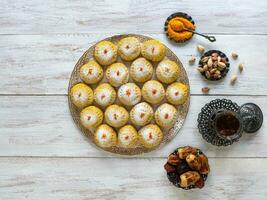 Arabic sweets, festive Arabic cookies. photo