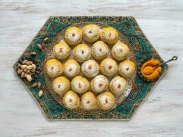 Arabic sweets, festive Arabic cookies. photo